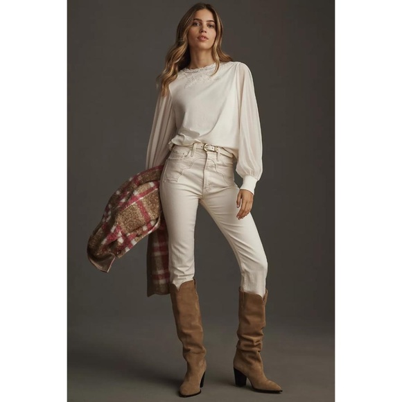 Tiny Anthropologie Long-Sleeve Mock-Neck Lace Embellished Top - Picture 12 of 12